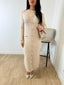 Robe longue a bouton beige