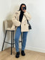 Manteau court a poil beige