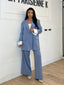 Ensemble blazer et pantalon rayure bleu