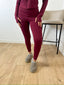 Ensemble gilet zip et legging sculpt bordeau