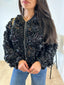 Veste bombers a fleur noir