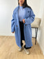 Manteau long droit bleu