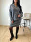 Ensemble pull et jupe courte en laine gris