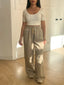 Pantalon droit effet sweat beige