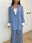 Ensemble blazer et pantalon rayure bleu