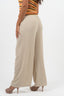 Pantalon large avec nœud à la taille couleur beige