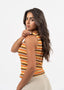 Haut en crochet style Missoni en couleur orange.