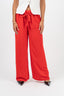 Pantalon large avec nœud à la taille couleur marron