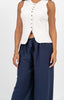 Pantalon large avec nœud à la taille couleur blue