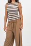 Pantalon large avec nœud à la taille couleur marron