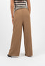 Pantalon large avec nœud à la taille couleur marron