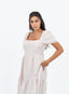 Robe beige clair à carreaux blancs