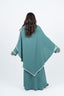 Abaya vert céleste avec cape.