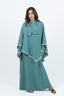 Abaya vert céleste avec cape.