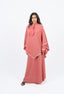 Abaya couleur corail avec cape.