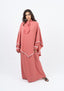 Abaya couleur corail avec cape.