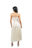 Robe en deux tissus beige et blanc