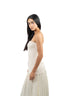 Robe en deux tissus beige et blanc