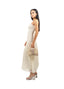 Robe en deux tissus beige et blanc