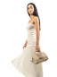 Robe en deux tissus beige et blanc