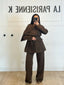 Tailleur veste cape et pantalon chocolat