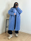 Manteau long droit bleu