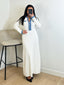 Robe blanche en maille col en jeans