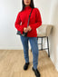 Pull avec manches froufrou rouge