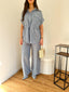 Ensemble top lacet et pantalon bleu jeans
