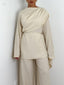 Ensemble détail encolure lin beige