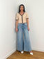 Jeans palazzo court bleu