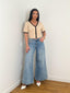 Jeans palazzo court bleu